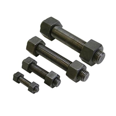 China Custom Fasteners Black Zinc Double Construction Threaded End Studs Custom Hex Body Stud Bolt for sale