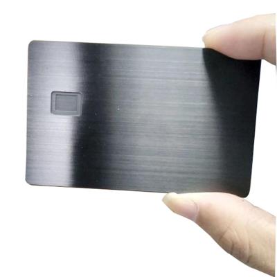 China Europe Free Sample Credit Card Size 4442 Chip Slot Brushed Metal Card With Magnetic Signature And Hico Stripe for sale