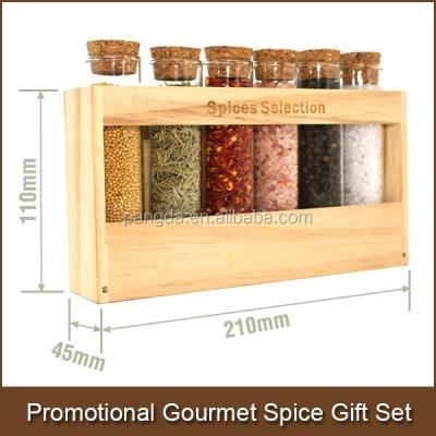 China Cheap Promotional Gourmet Spice Gift Set In Wooden Spice Rack for sale