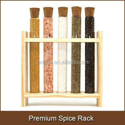 China Cheap Premium Spice Rack With Flat Bottom Wooden Rack And Test Tube for sale