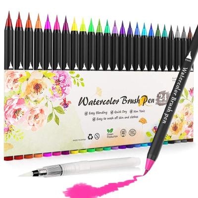 China Bright Colors Watercolor Brush Pen 24 Colors Brush Paint Marker Pen Set Watercolor Marker Paint Pen Set Tip Water Color for sale