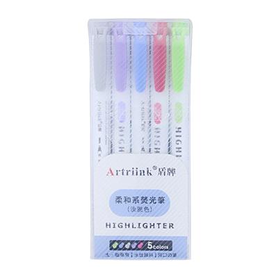 China Hot Selling Pastel Color Zebra 5 Colors Highlighter Bar Marker Pen Soft Multi Double Headed Cute Pen Brand Fluorescent Pen for sale