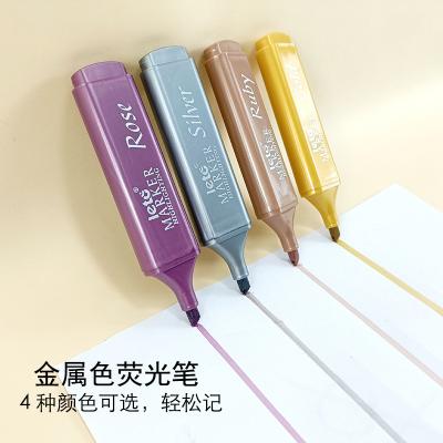 China Pastel Color Lotto HP6618 Metallic Highlighter Bar Ax Shaped Pen Learner Reading Focus Circle Marker Pen Highlighter for sale