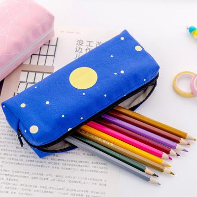 China Large Capacity Soft Canvas School Pencil Case Eco - Friendly Large Zipper Custom Made for sale