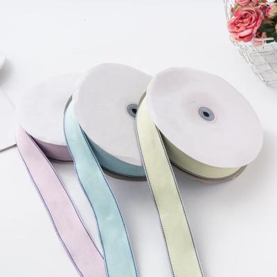 China 25MM Customized High Quality Fine Add Yarn Polyester Ribbon Wholesale For Gift Wrapping Gift Box Hair Accessory Hat Decoration for sale