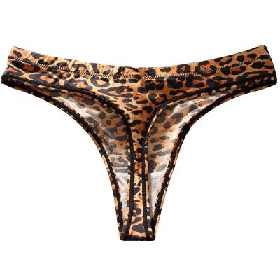 China Sexy hot leopard silk G-string ice lingeries 2021 Lingere underwear seamless stocking waisted girls cotton crotch romantic women's panties for sale