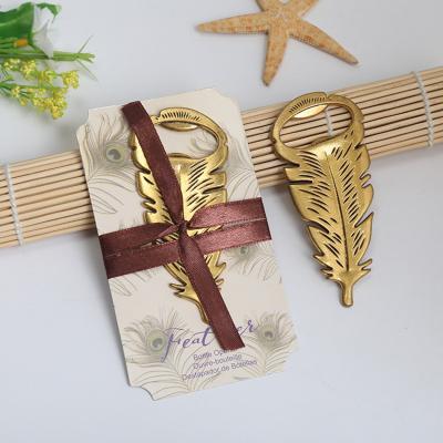 China Hot Selling Metal Alloy Feather Beer Opener Key Chain Bottle Opener For Wedding Promotion Gift for sale