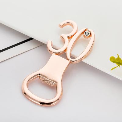 China Creative Promotional Gift 30 Bottle Opener Gifts Activities Small Metal Digital Bottle Opener Wedding Celebration Metal Bottle Opener for sale