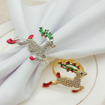 China Stocked 2021 Christmas Deer Shape Glitter Napkin Rings For Christmas Or Wedding for sale