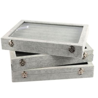 China Wholesale Simple Modern Stackable Storage Box Drawer Wall Velvet Storage Travel Tray Hanging Jewelry Organizer Case For Sale for sale