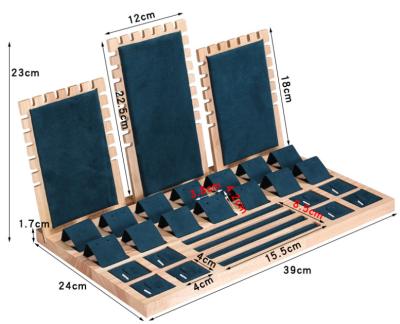 China Simple Modern Wholesale Wood Ring Earring Showcase Necklace Bracelets Jewelry Trays Set Display Stand From China for sale