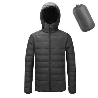 China Ultra Warm QUICK DRY Hooded Jacket Packable Winter Stripper Down Jacket Waterproof Lightweight Jacket For Men Padding Coat for sale