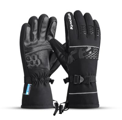 China Men Outdoor Sports Thickened Waterproof PU Proof Touch Screen Leather Ski Cycling Gloves Warm And Cold for sale