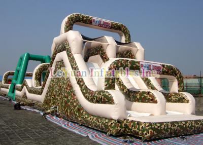 China Heavy Duty Camouflage Inflatable Obstacle Course With Slide / Tunnel / Bouncer for sale