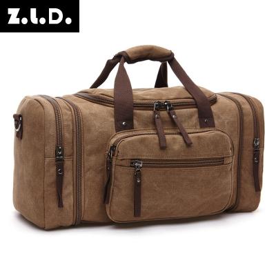 China Water proof large capacity Europe and America fashion leisure multi-pocket travel outdoor double used canvas travel bag for man for sale