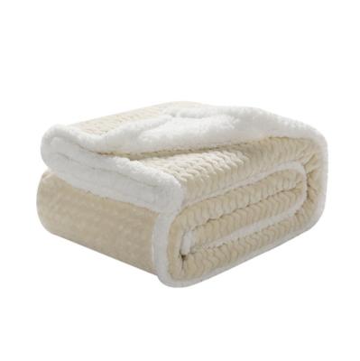 China Custom Double Layer Winter Anti-pilling Warm Soft For Beds Jacquard Throw Flannel Weave Sherpa Blanket for sale