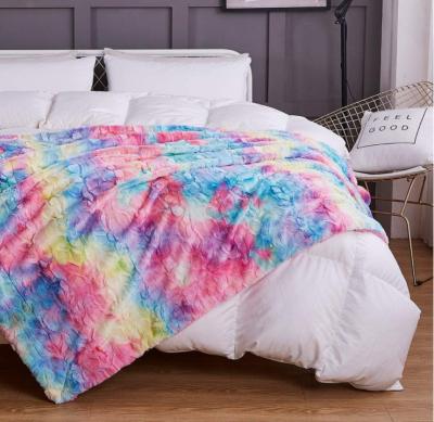 China Soft Double Ply Fleece Plush Cashmere Tie Dye Faux Faux Fur Blankets Throws Home Decor Sherpa Blanket for sale