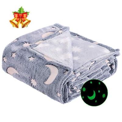 China Bright Custom New Soft Dark Coral Fleece Glow In The Blanket for sale