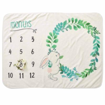 China Antistatic Custom Photography Prop Flannel Fleece Milestone Baby Blanket for sale