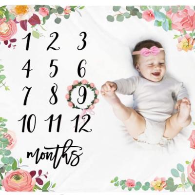 China Custom Milestone Monthly Blanket Double Layer Baby Photography Template for sale