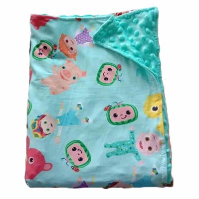 China Custom Soothing Safety Fuzzy Cocomelon Puffy Plush Newborn Baby Blanket From China Anti Dust Mite Lovely for sale