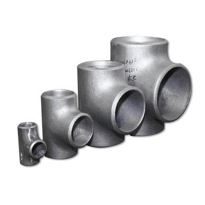 China Black paint material Q235B ASTM A53 A36 ASME A134 A139 JIS STPY400 St37 anti head wall carbon steel tee fitting pipe fitting carbon steel anti for sale