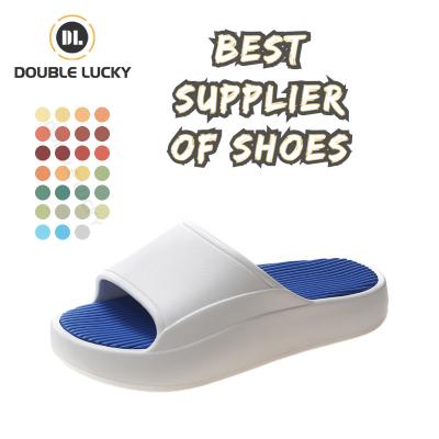 China CUSHIONING Double Lucky Zapatillas-De-Mujer Women Slippers Shoes Outdoor Female Slipper Thickened Cheap Slippers for sale