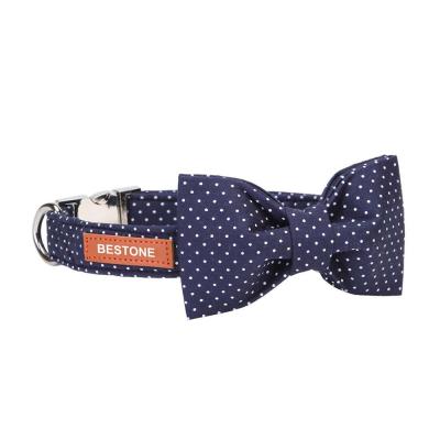 China Cute DETACHED Dot Pattern Stainless Steel Pet Dog Collar With Bow Tie for sale