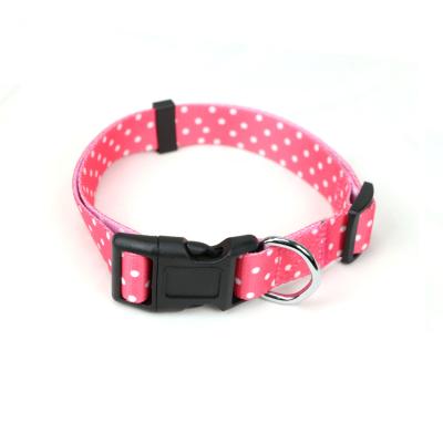 China DETACHED Dot Printed Polyester Dog Collar Premium Classic Customized Adjustable Plastic Pet Collar Buckle for sale