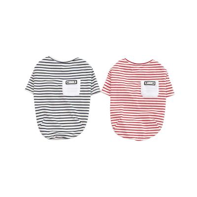 China Sustainable Stocked Pet Apparel Striped Mans Soft T-Shirt Dog Apparel Clothes for sale