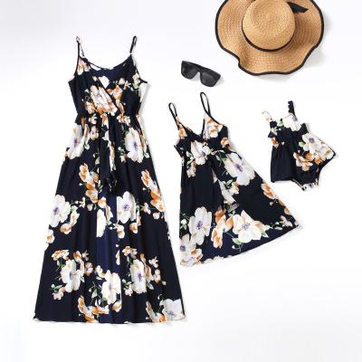 China New Breathable Mother-daughter Parent-child Dress Skirt Ruffle Dress Suspender Dress for sale