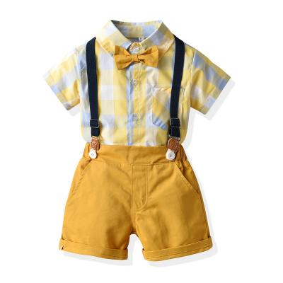 China Casual Hot Sales In Kids Formal Boys Stock Bow Tie Suit Sets For Kids Designer Clothes For Summer for sale