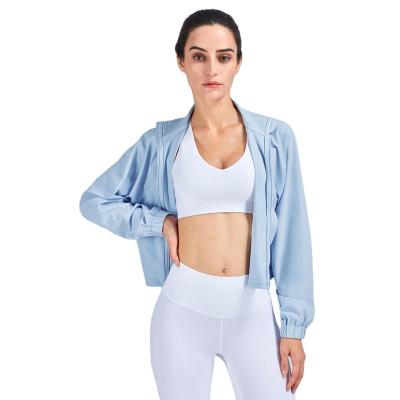 China Sports Crop Long Sleeve Zipper Sale Spring Yoga Running Sports Jacket Women Workout Top Quick Dry Breathable Top for sale