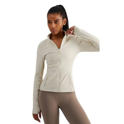 China High Quality Breathable Women Slim Fit Zipper Up Side Pocket Sportswear Plain Jacket With Thumb Hole for sale