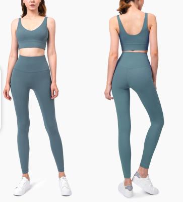 China 2023 Custom Logo Fitness Clothing High Waist Yoga Leggings Gym Workout Bra Women Breathable Custom Yoga Set for sale