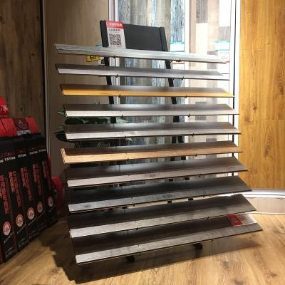 China Steel Display Wood Rack For Customized Line Type Floor Wood Display Frame Rack for sale