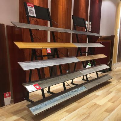 China Steel Exhibition Display Stand Display Rack Customized Line Type Wood Floor Display Frame Rack for sale