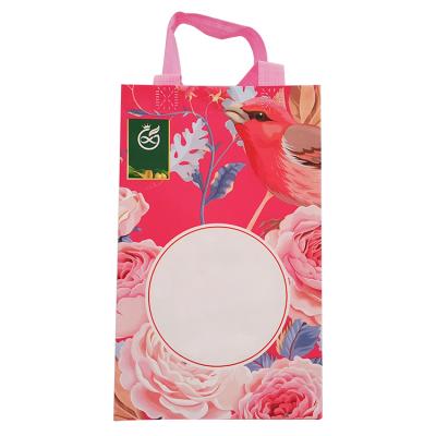 China Customized Pattern Eco - Friendly Printing Die Cut Bags Eco - Friendly Shopping Nonwoven Film Coated Organic Bag for sale