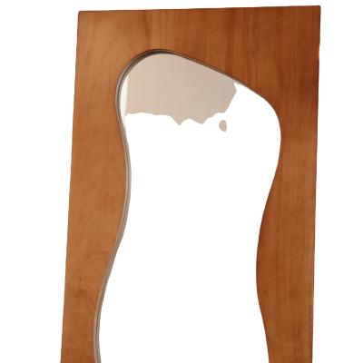 China Modern High Quality Solid Wood Wave Frame Oerate The Solid Wood Free Movable Special Shaped Integral Mirror for sale