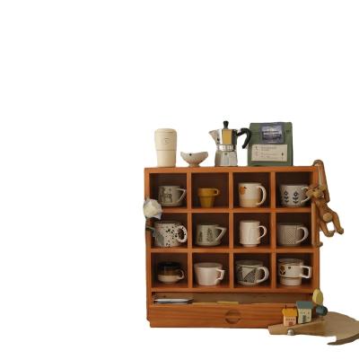 China Premium Quality Storage Cube Display Rack Storage Minimalist Solid Wood Wooden Cup Holder for sale