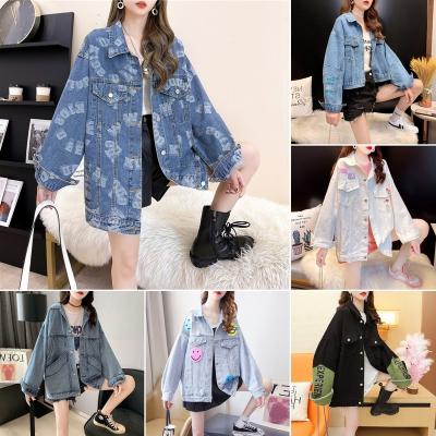 China Jacket 2022 female new Korean version of QUICK DRY cartoon printed jacket autumn and winter loose lamb hair denim manufacturers wholesale for sale