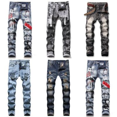 China QUICK DRY Europe and the United States new men's jeans men's pants broken small slim feet teenagers leisure men's pants manufacturers wholesale for sale