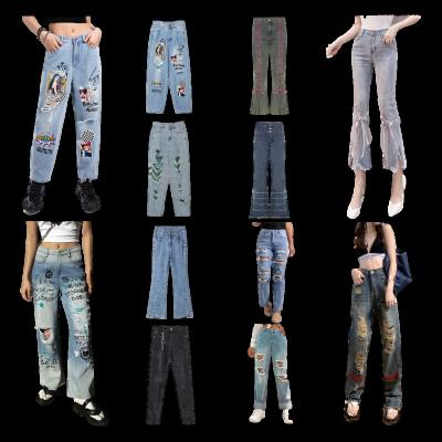 China European and American QUICK-DRY printed hole jeans women 2022 new summer casual all-match wash thinner manufacturers wholesale for sale