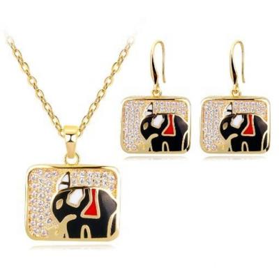 China Earring Pendant Necklace PN19135 Enamel Elephant Copper Necklace Jungle Choker Pendant Jewelry For Women Girl Gift for sale