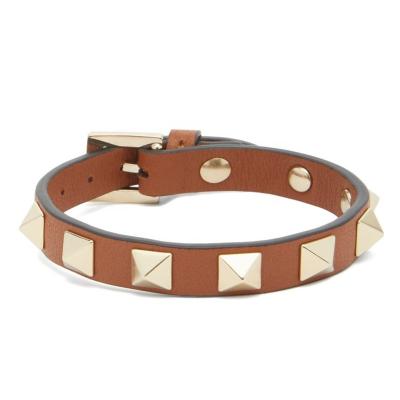 China Gold Iconic Pyramidal Metallic Punk Fastener Adjustable Belt Buckle Studs Rockstud Leather Bracelet for sale