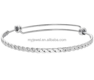 China Vintage Stainless Steel Metal Bangle Silver-Tone Blank Bangle Blank Braided Twisted Bangle Bracelet for sale