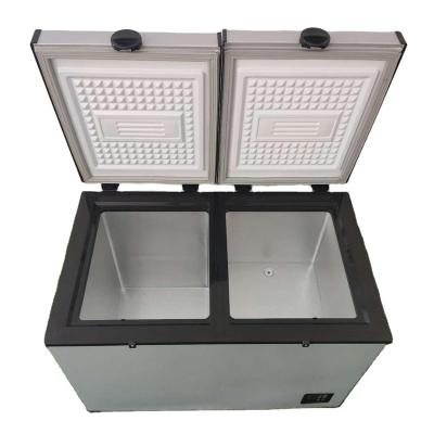 China -22~+15 100L Double Zone Foam Door Freezing Chest Direct Cooling Top Open Freezer For Outdoor Travel for sale