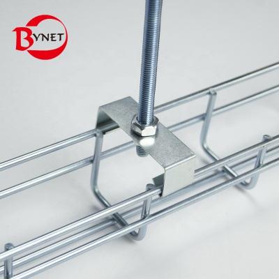 China Steel Ceiling Hanging Clip For Data Center 50mm Wire Mesh Cable Tray for sale