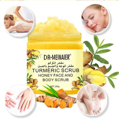 China Whitening Wholesale Whitening Body Skin Soft Whitening Face And Body Scrub Turmeric 250g For Women for sale