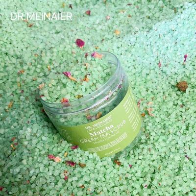 China Exfoliator Green Tea Whitening Body Salt Scrub Private Label Vegan Sugar Body Scrub for sale